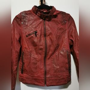 William Rast XS Red Faux Leather Jacket